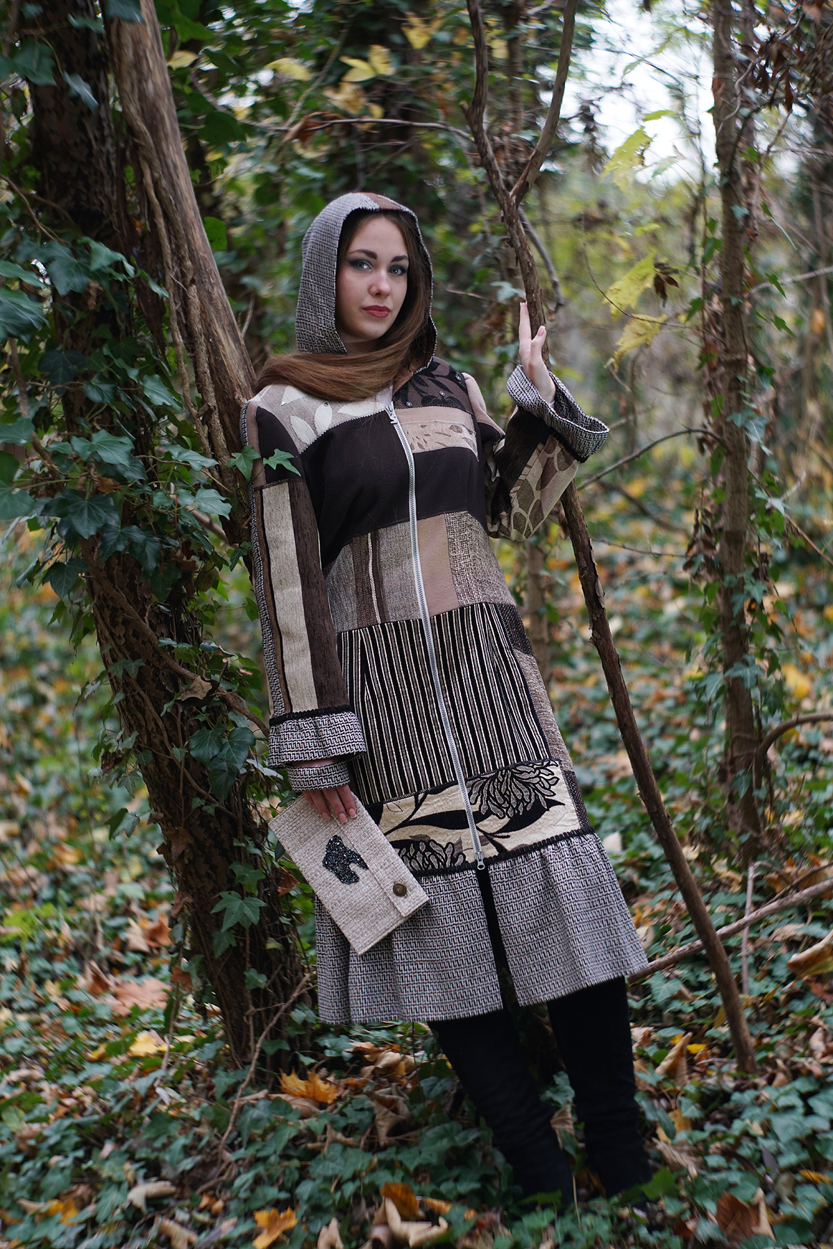 Dlhý kabát s geotrickym vzorom, veľkosť 38-40, 430,-€